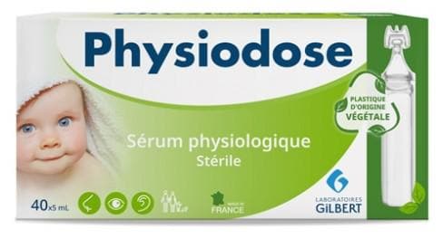 Gilbert Laboratoires Physiodose Physiological Serum 40 Unidoses in Vegetable Plastic