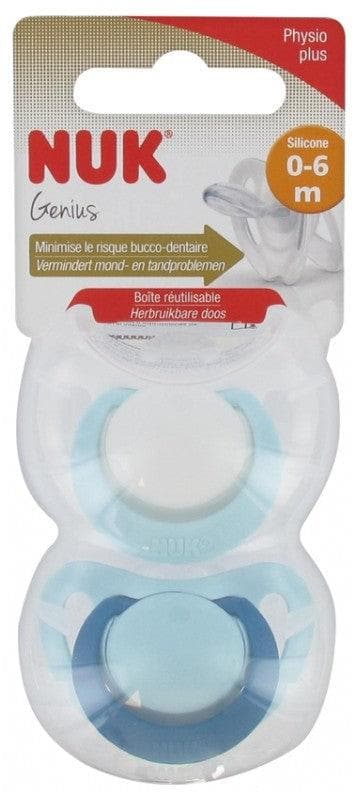 NUK Genius 2 Silicon Soothers 0-6 Months Colour: Blue