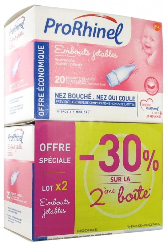 ProRhinel 2 x 20 Disposable Supple Ends for Baby Nose Blower