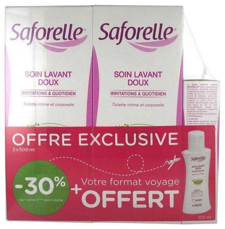 Saforelle Gentle Cleansing Care 2 x 500ml + 1 Gentle Cleansing Care 100ml Offered