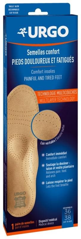 Urgo Comfort Insoles Painful and Tired Feet 1 Pair Size: 36-38