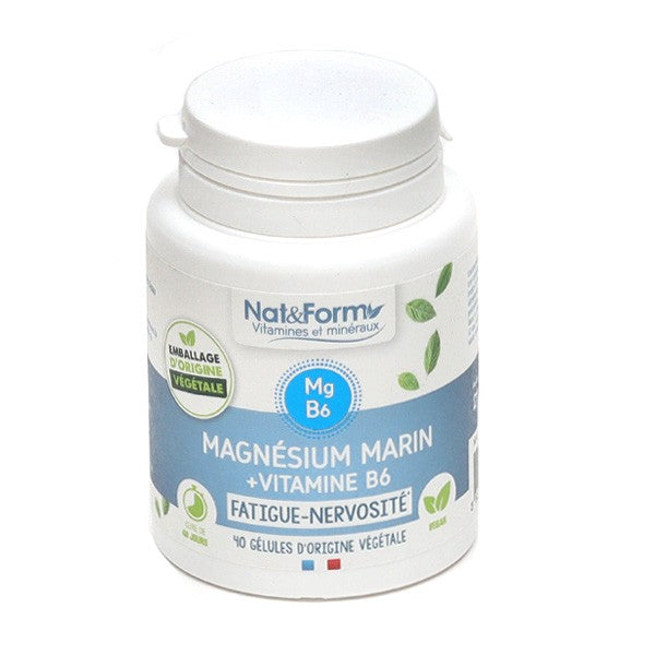 Nat & Form Marine Magnesium + Vitamin B6 Capsules - 40 capsules