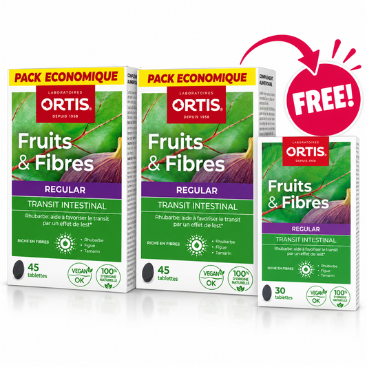Ortis Fruits & Fibres Regular 45 Tablets – Special Offer: 2 45 Capsule Boxes + 1 30 Capsule Box FREE