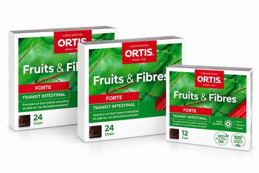 Ortis Fruits & Fiber Strong Intestinal Transit 24 Chewable Cubes - Special Offer: 2-24 cube Boxes + 1-12 cube Box FREE