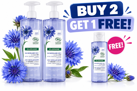 Klorane 3in1 Micellar Water with Organic Cornflower 400ml – Special Offer: 2 Bottles + FREE 100 mL