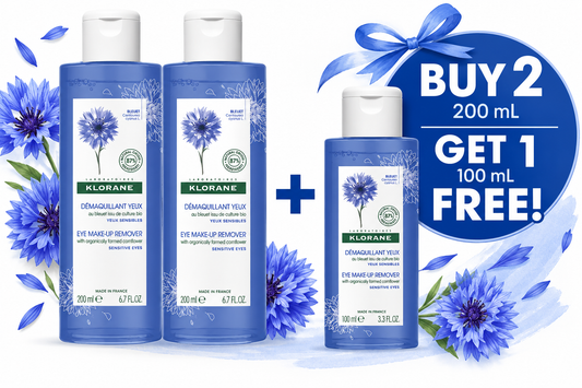 Klorane Eye Make-Up Remover with Cornflower 200ml – Special Offer: 2 x 200ML Bottles + FREE 100 mL