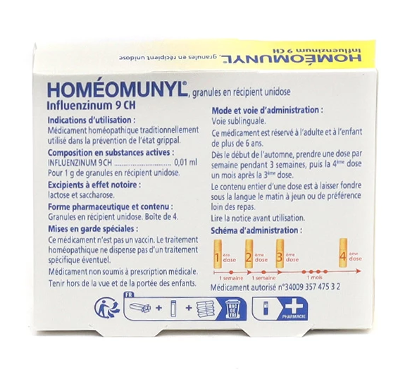 Homéomunyl Influenzinum 9CH Boiron Doses – Flu-Like States – From Age 6+ (2025–2026 Strain)