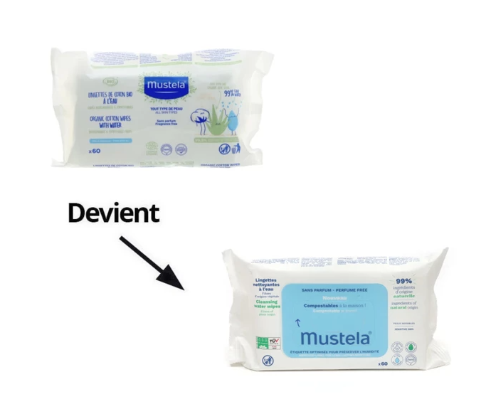 Mustela Water-based cleansing wipes with Avocado 60 Wipes