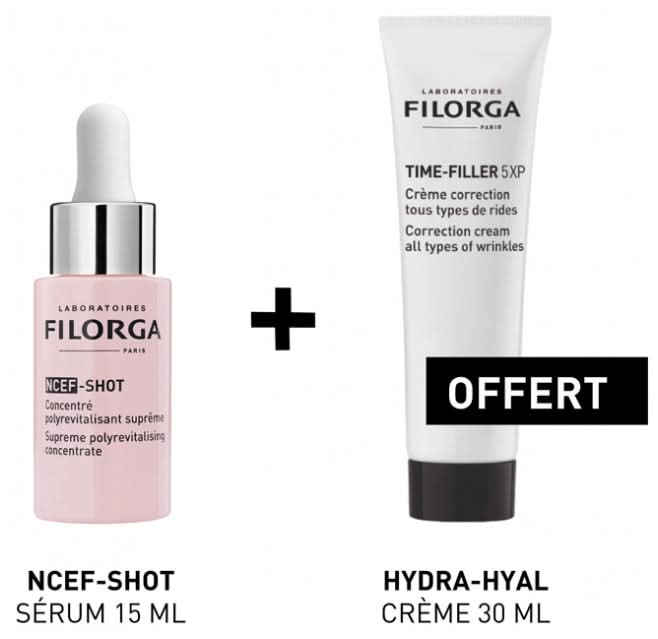 Filorga NCEF - SHOT Supreme Polyrevitalising Concentrate 15ml + TIME-FILLER 5XP Correction Cream All Types of Wrinkles 50ml