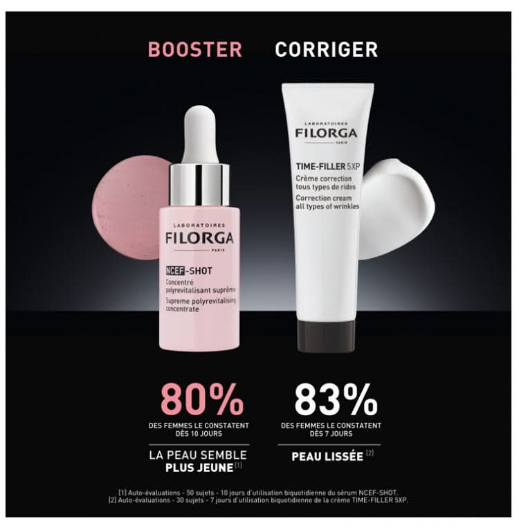 Filorga NCEF - SHOT Supreme Polyrevitalising Concentrate 15ml + TIME-FILLER 5XP Correction Cream All Types of Wrinkles 50ml