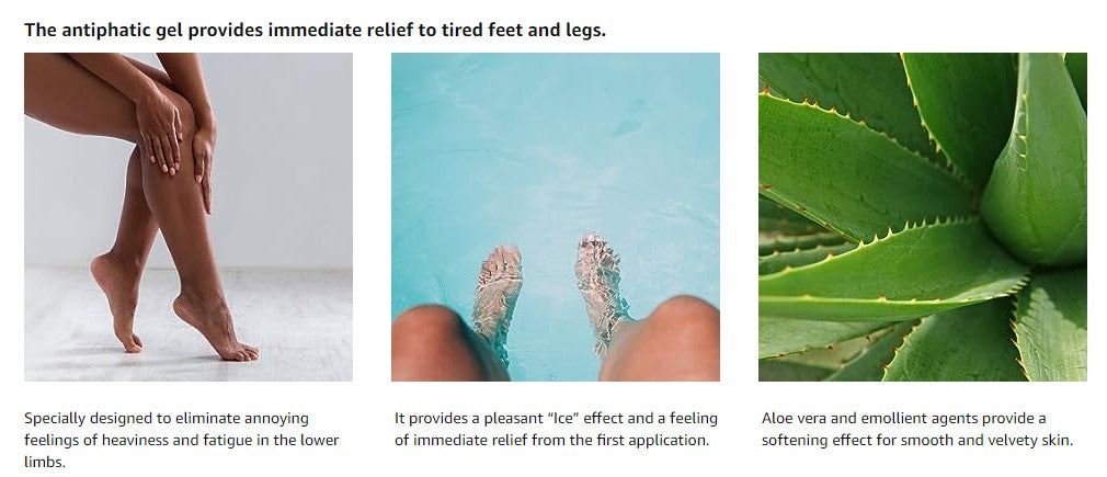 Podovis, Aloe Vera Anti-fatigue Gel – Ice effect, refreshing and relaxing, tired leg cream, immediate relief, 150 m