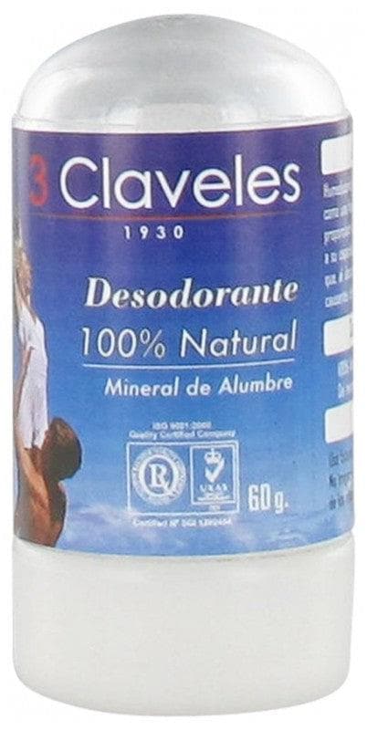 3 Claveles Deodorant 100% Natural Alum Stone 60g
