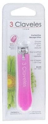 3 Claveles - Nail Clippers With Cap 8cm - Colour: Pink
