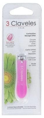 3 Claveles - Nail Clippers With Capsule 6cm - Colour: Pink