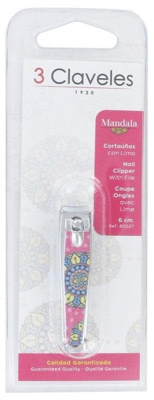 3 Claveles Nail Clippers With Fancy File 6cm Model: Mandala