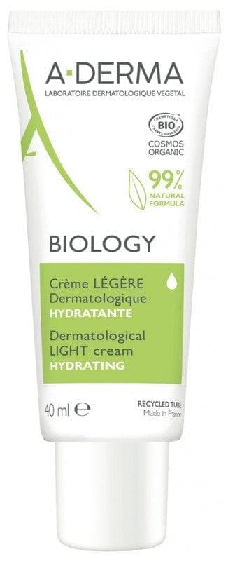 A-DERMA Biology Hydrating Dermatological Light Cream Organic 40ml