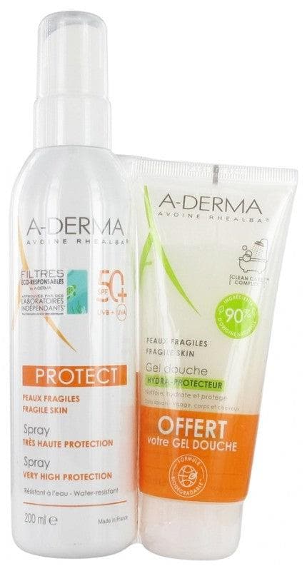 A-DERMA Protect Very High Protection Spray SPF50+ 200ml + Hydra-Protective Shower Gel 100ml Offered