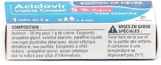 Aciclovir Viatris 5% cream 2g tube for Cold Sores