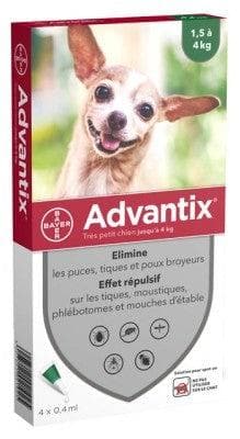 Advantix - Very Small Dogs Up To 4kg 4 Pipettes