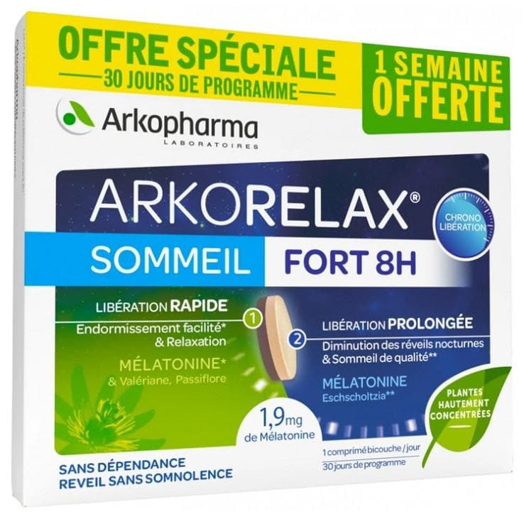 Arkopharma Arkorelax Strong Sleep 8H 30 Tablets Special Offer