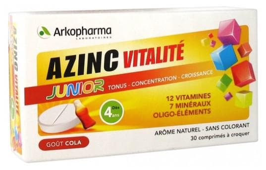 Arkopharma - Azinc Vitality Junior 30 Tablets - Taste: Cola