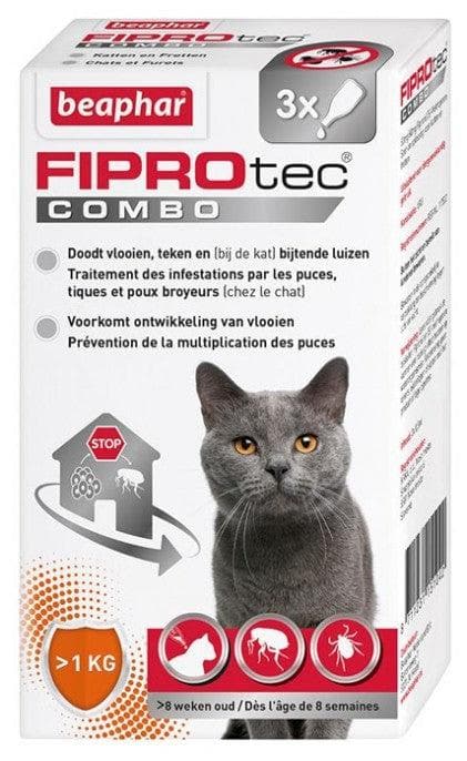 Beaphar Fiprotec Combo 50/60mg Spot-on Solution Cats Ferrets 3 Pipettes of 0,50ml