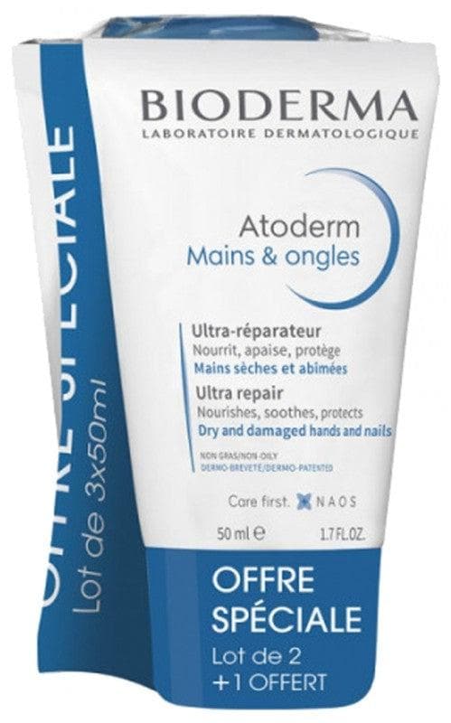 Bioderma Atoderm Hands & Nails Ultra-Repairing Cream 3 x 50ml in which 1 Free