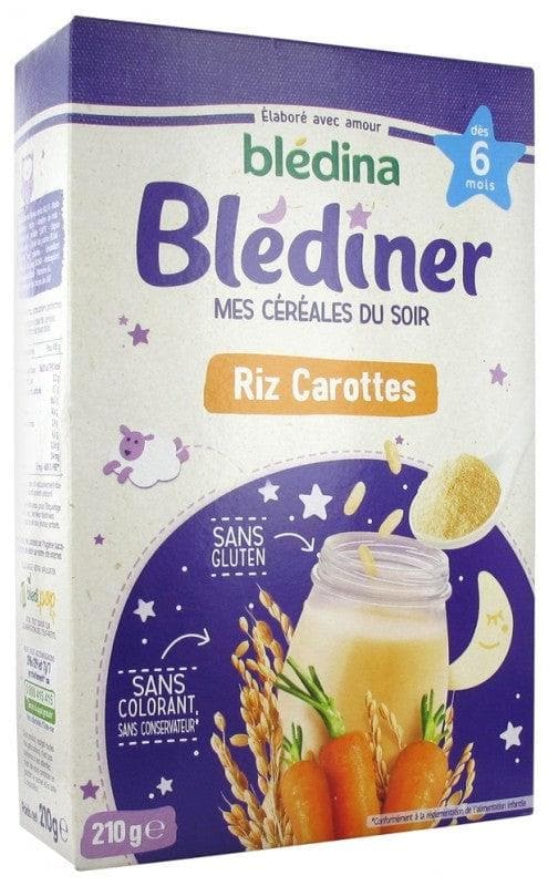 Blédina Blédiner Evening Cereals Rice Carrots From 6 to 36 Months 210g