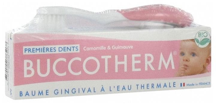 Buccotherm Organic First Teeth Kit 0-2 Years Colour: Pink toothbrush