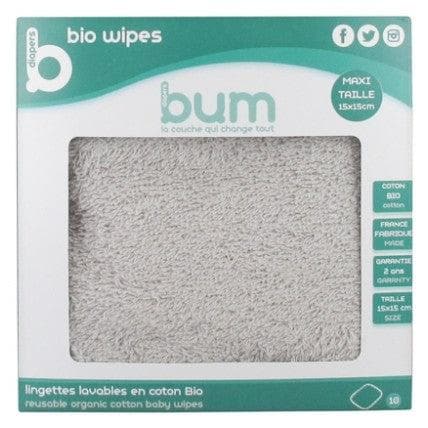 Bum diapers - Pack of 10 Washable Wipes - Colour: Grey
