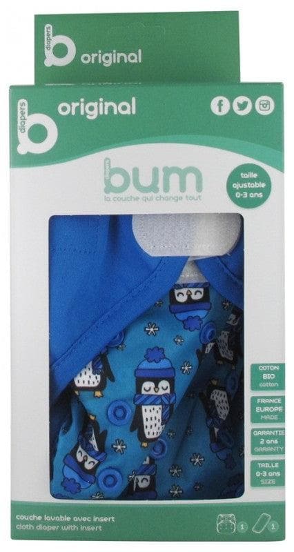 Bum diapers Washable Diaper with Insert 0 to 3 Years old Model: Arnold the penguin