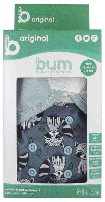 Bum diapers Washable Diaper with Insert 0 to 3 Years old Model: Samson the raccoon