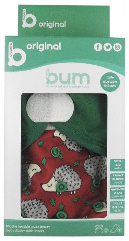 Bum diapers Washable Diaper with Insert 0 to 3 Years old Model: Simon the hedgehog