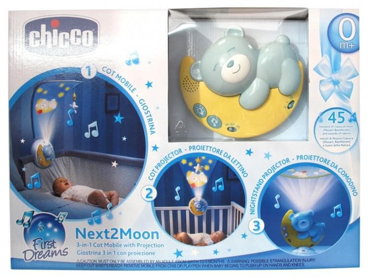Chicco First Dreams Next2 Moon 3-in-1 Cot Mobile With Projection 0 Month and + Colour: Blue