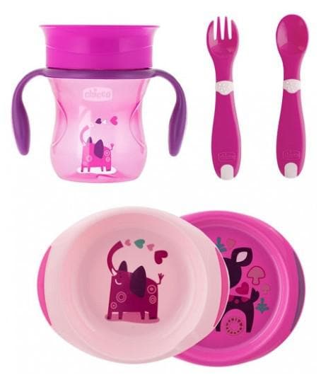 Chicco - Meal Set 12 Months and + - Colour: Pink