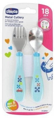 Chicco - Metal Cutlery 18 Months and + - Colour: Blue