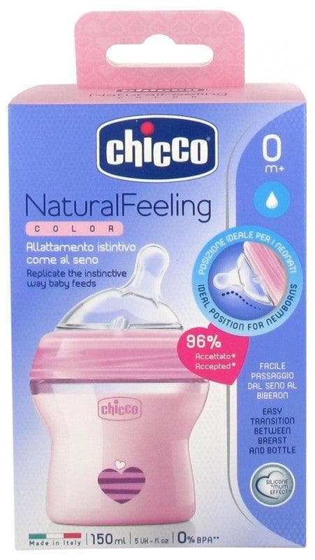 Chicco Natural Feeling Color Baby Bottle Slow Flow 150ml 0 Month and + Colour: Pink