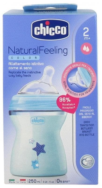 Chicco Natural Feeling Color Bottle Medium Flow 250ml 1 Month and + Colour: Blue 2