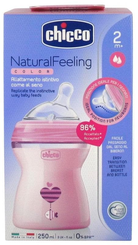 Chicco Natural Feeling Color Bottle Medium Flow 250ml 1 Month and + Colour: Pink