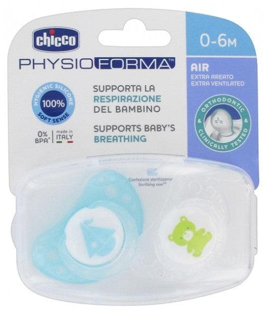 Chicco Physio Forma Air 2 Silicone Soothers 0-6 Months Model: Turquoise Boat and Green Bear