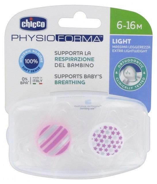 Chicco Physio Forma Light 2 Silicone Soothers 6-16 Months Colour: Pink Stripes and Stars
