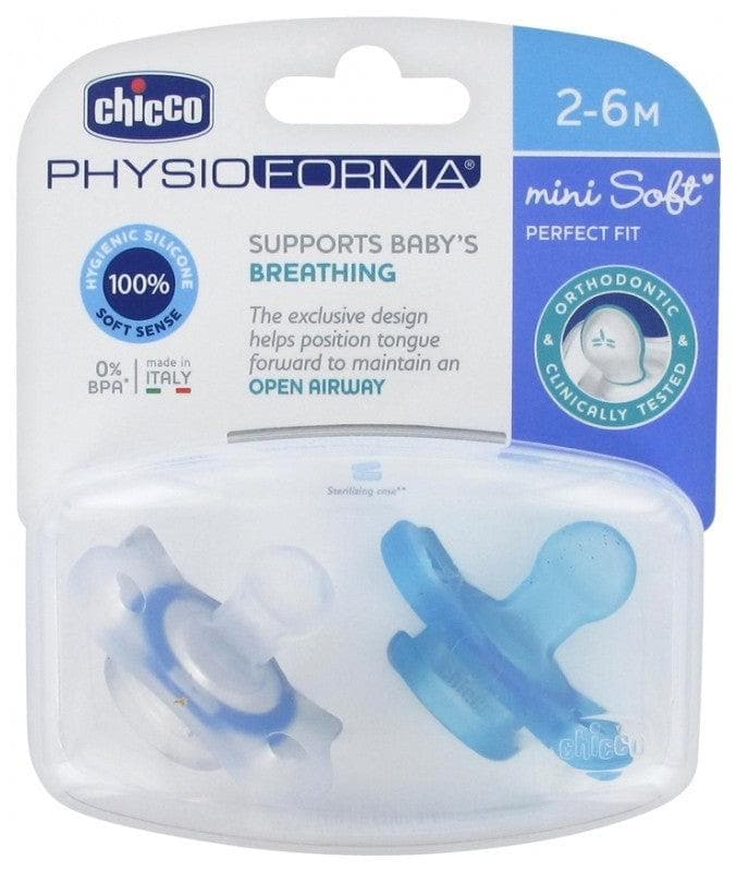 Chicco Physio Forma Mini Soft 2 Silicon Soothers 2-6 Months Colour: Transparent and Blue