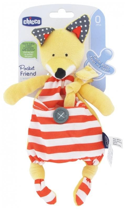 Chicco Pocket Friend Soother-Clipper Cuddly Toy 0 Months and + Model: Fox