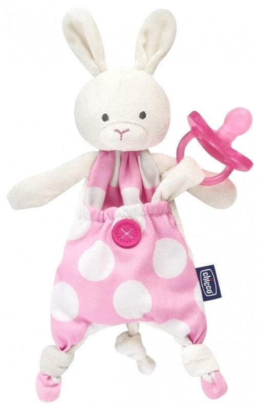 Chicco Pocket Friend Soother-Clipper Cuddly Toy 0 Months and + Model: Pink Rabbit