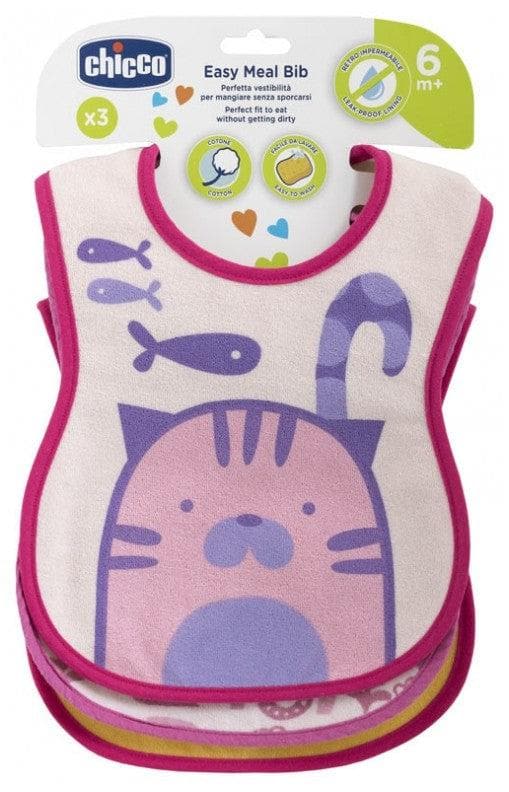 Chicco - Set of 3 Bibs 6 Months and + - Colour: Pink