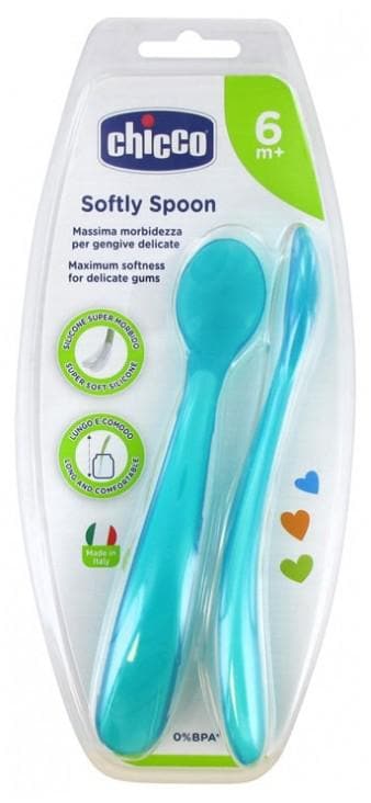 Chicco Softy Spoon 2 Softly Spoons 6 Months and + Colour: Blue