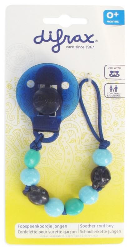 Difrax Soother Cord Blue with Pearls 0 Month + Colour: Blue
