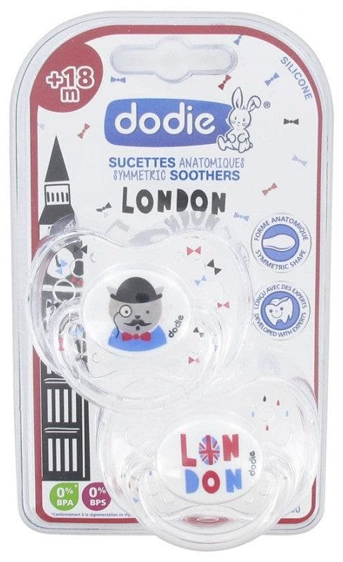 Dodie 2 Anatomical Silicone Soothers City Pattern 18 Months and + Model: London