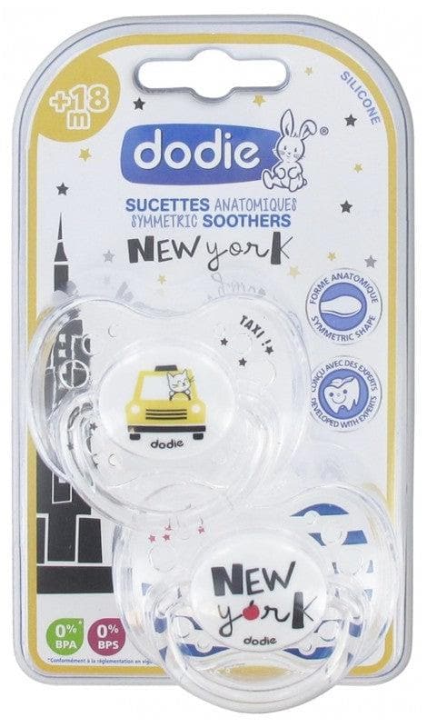 Dodie 2 Anatomical Silicone Soothers City Pattern 18 Months and + Model: New York