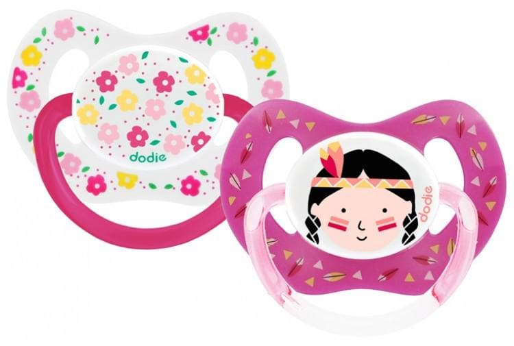 Dodie 2 Physiological Silicone Soothers 18 Months and + Model: P51 : Indian and Flowers
